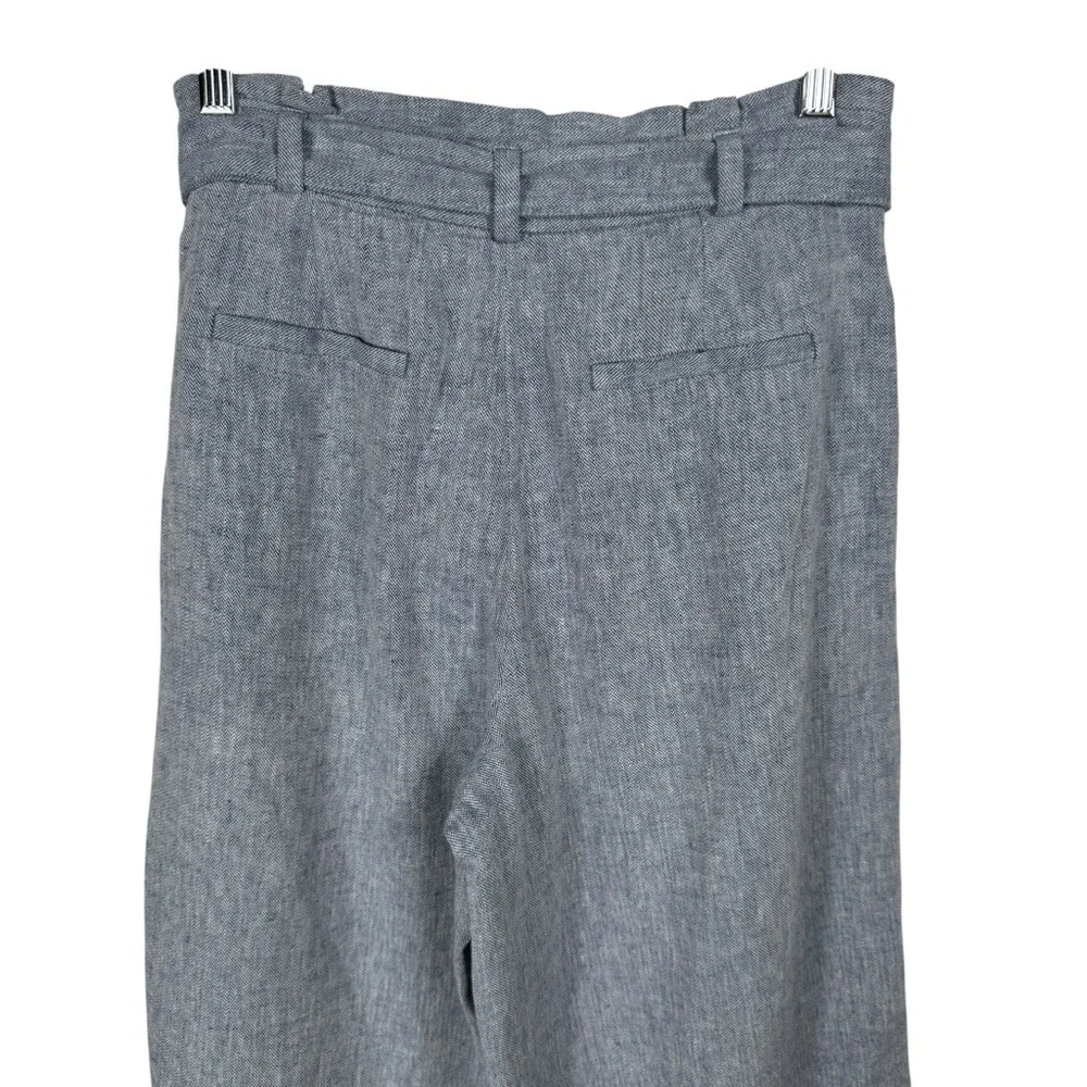 Banana Republic Blake-Fit Linen-Blend Wide-Leg Crop Pant, Light Blue, Size 6